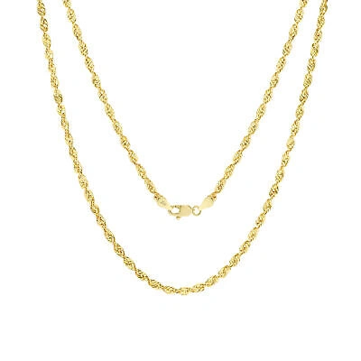 Pre-owned Nuragold 10k Yellow Gold Mens 3mm Rope Chain Laser Diamond Cut Pendant Necklace 28"
