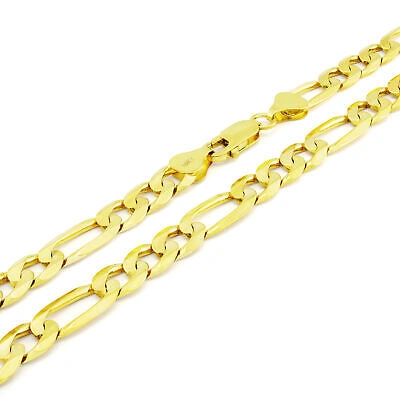 Pre-owned Nuragold 10k Yellow Gold Solid Mens 8mm Italian Figaro Link Chain Pendant Necklace 30"