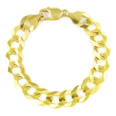 Pre-owned Nuragold 10k Yellow Gold Solid 12.5mm Wide Curb Cuban Chain Italian Link Mens Bracelet 9"