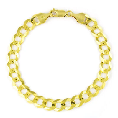 Pre-owned Nuragold 10k Yellow Gold Solid 8mm Concave Curb Cuban Chain Italian Link Mens Bracelet 9"