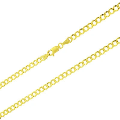 Pre-owned Nuragold 10k Yellow Gold 4mm Women Solid Curb Cuban Chain Link Italian Necklace 16"