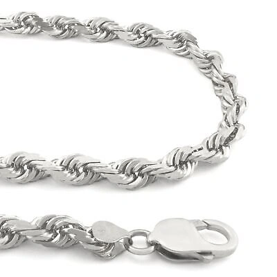 Pre-owned Nuragold 10k White Gold 7mm Diamond Cut Rope Italian Chain Pendant Necklace Mens 26"