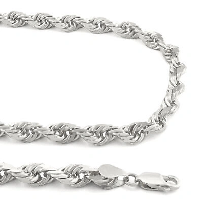 Pre-owned Nuragold 10k White Gold 6mm Diamond Cut Rope Italian Chain Pendant Necklace Mens 26"