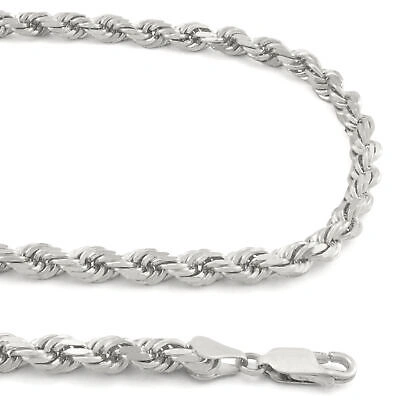 Pre-owned Nuragold 10k White Gold 5mm Diamond Cut Rope Italian Chain Pendant Necklace Mens 30"