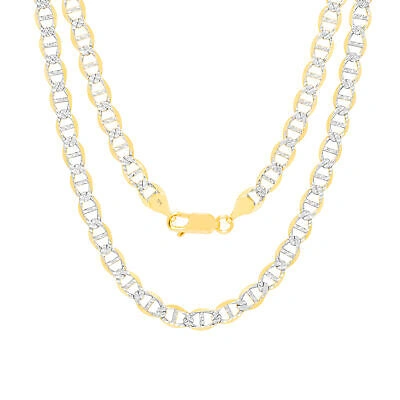 Pre-owned Nuragold 10k Yellow Gold Solid Men 5mm Pave Diamond Cut Mariner Anchor Chain Necklace 26"