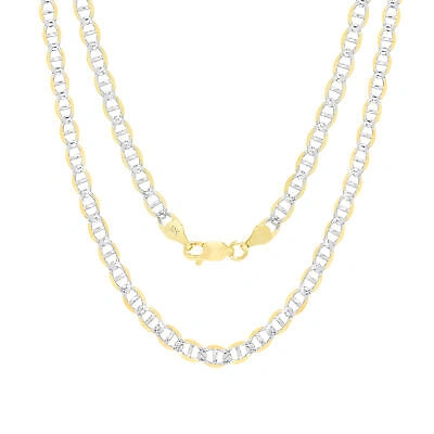 Pre-owned Nuragold 10k Yellow Gold Solid Men 4mm Pave Diamond Cut Mariner Anchor Chain Necklace 26"