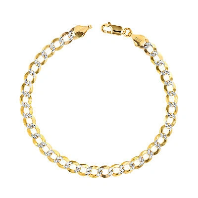 Pre-owned Nuragold 10k Yellow Gold Solid Mens 6mm Diamond Cut Pave Cuban Curb Chain Bracelet 8"