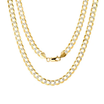 Pre-owned Nuragold Solid 10k Mens Yellow Gold 6mm Diamond Cut Pave Cuban Curb Chain Necklace 28"