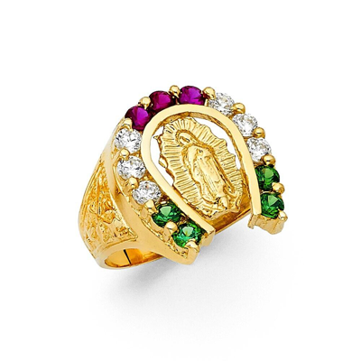 Pre-owned Tgdj 14k Yellow Gold Cubic Zirconia Men's Ring In Multicolor