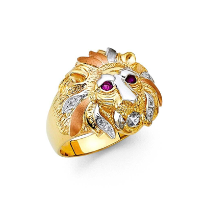 Pre-owned Tgdj 14k Tri Color Gold Cubic Zirconia Men's Ring In Purple