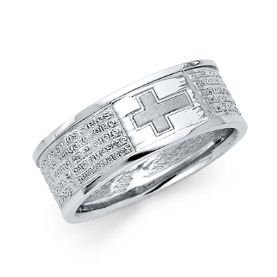Pre-owned Tgdj 14k White Gold Religious Men's Ring