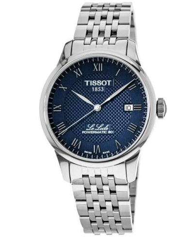 Pre-owned Tissot Le Locle Powermatic 80 Blue Dial 39.3 Mm Men's Watch T0064071104300 In Silver-tone