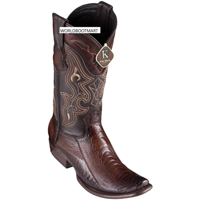Pre-owned King Exotic Brown Genuine Ostrich Leg Western Boot Dubai Square Toe D