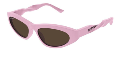 Pre-owned Balenciaga Bb0207s 004 Pink/brown Full-rim Cat-eye Women's Sunglasses