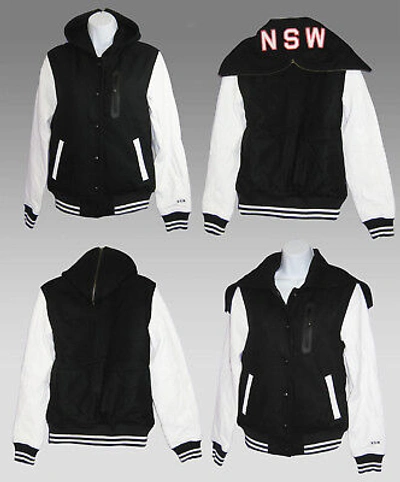 Pre-owned Nike Sportswear Nsw Ladies Womens Leather Hooded Destroyer  Varsity Jacket S In Black | ModeSens