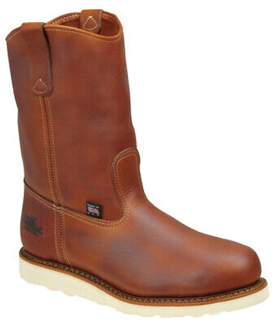 Pre-owned Thorogood Mens Wedges Brown Leather Boots Non-safety Wellington