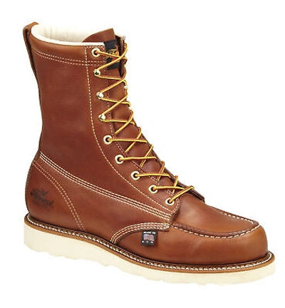 Pre-owned Thorogood Mens Wedges Brown Leather Non-safety Boots 8in Toe