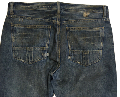 Pre-owned Slab By Rick Owens Mkd2001 Jeans Vintage Straight Leg Blue Hogs Faded Denim
