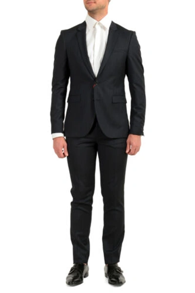 Pre-owned Hugo Boss Men's "phil/taylor182" Extra Slim Fit 100% Wool Two Button Suit In Blue