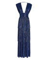 Sabina Musayev Judith Foiled Pleated Knit Maxi Dress In Blue-drk
