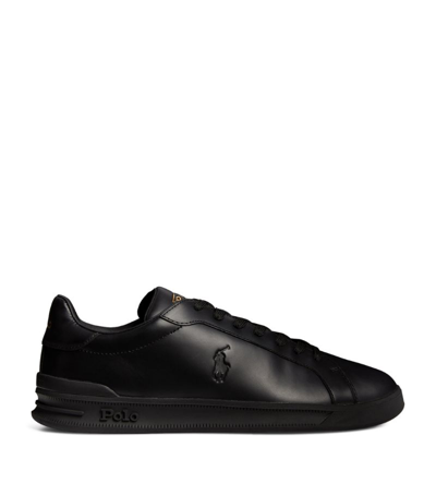 Polo Ralph Lauren Leather Heritage Court Sneakers In Black