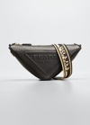 Prada Men's Saffiano Leather Logo Triangle Crossbody Bag In Nero