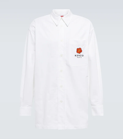 Kenzo Boke Flower Cotton Poplin Shirt In White