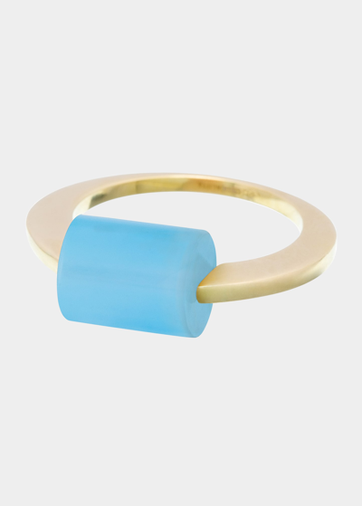 Aliita Deco Cilindro Ring With Blue Agate