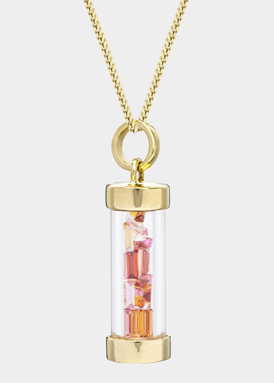 Aliita Bottle Necklace With Pink Tourmaline, Citrine And Morganite Mini-baguette Sprinkles In Multi