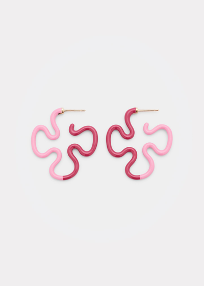 Bea Bongiasca Duo Color Earrings In Amarena And Bubble Gum Pink Enamel In Bubblegum Amarena