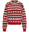 Kenzo Intarsia Striped Wool And Cotton Sweater In Medium Red