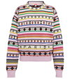 Kenzo Intarsia Striped Wool And Cotton Sweater In Rose