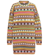Kenzo Intarsia Striped Wool And Cotton Sweater Dress In Beige