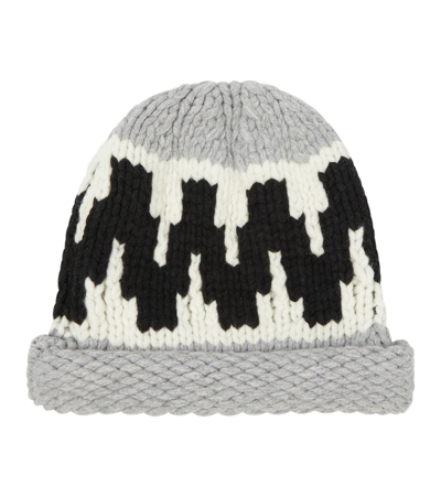 Kenzo Zigzag-knit Beanie Hat In Middle Grey