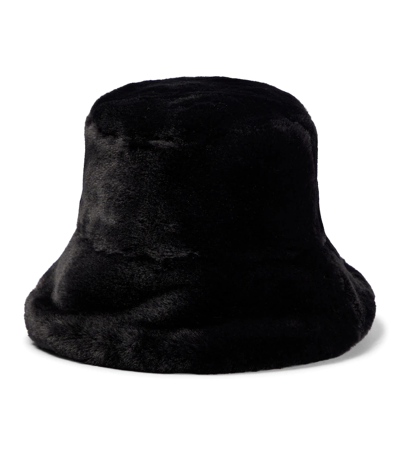 Dries Van Noten Black Faux-fur Bucket Hat In Midnight