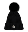 Moncler Women's Faux Fur Wool Beanie In Black,white