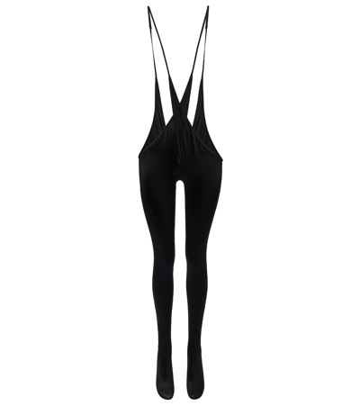 Wolford X Mugler Cutout Lace-up Tights In Black