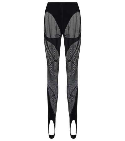 Wolford X Mugler Mesh-panelled Stirrup Leggings In Black