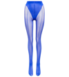 Wolford X Mugler Mesh-panelled Tights In Ultra Blue