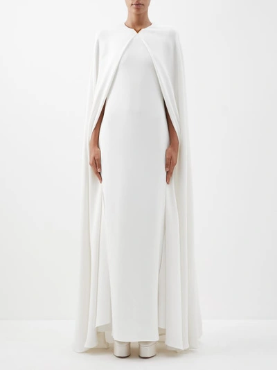 Valentino Cape-effect Silk Gown In Avorio