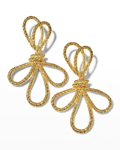 Kenneth Jay Lane Satin Gold Bow Pierced Earrings