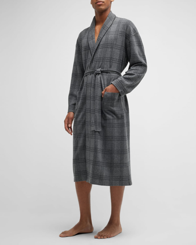 Majestic Men's Frosted Nights Robe In Charcoal Plaid