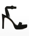 Veronica Beard Darcelle Platform Ankle-wrap Sandals In Black Suede