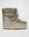 Moon Boot Icon Bicolor Lace-up Short Snow Boots In Platinum