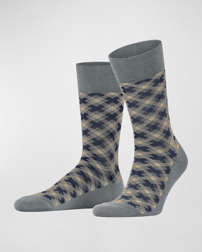 Falke Smart Cotton Blend Check Socks In Dust