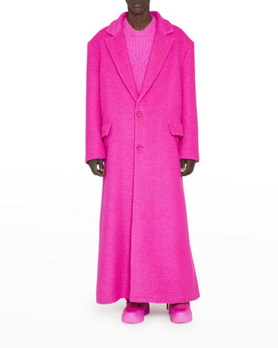 Valentino Single-breasted Wool-blend Overcoat In Pink Pp