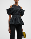 Alexander Mcqueen Peplum-overlay Sleeveless Cotton-shell Top In Black