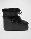 Moon Boot Iconic Faux Fur Ankle Boots With Lace-up Detail In Black