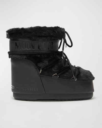 Moon Boot Icon Short Faux Fur Snow Boots In Black