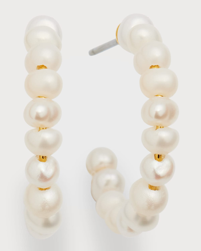Lele Sadoughi Freshwater Pearl C Hoop Earrings In 14k Gold Plated In White